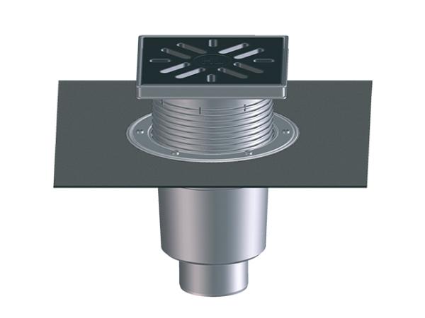 Perfektablauf DN160 senkrecht mit Bitumenmanschette und Wassergeruchsverschluss, 240x240mm / Gussrost 226x226mm HL616HW/5